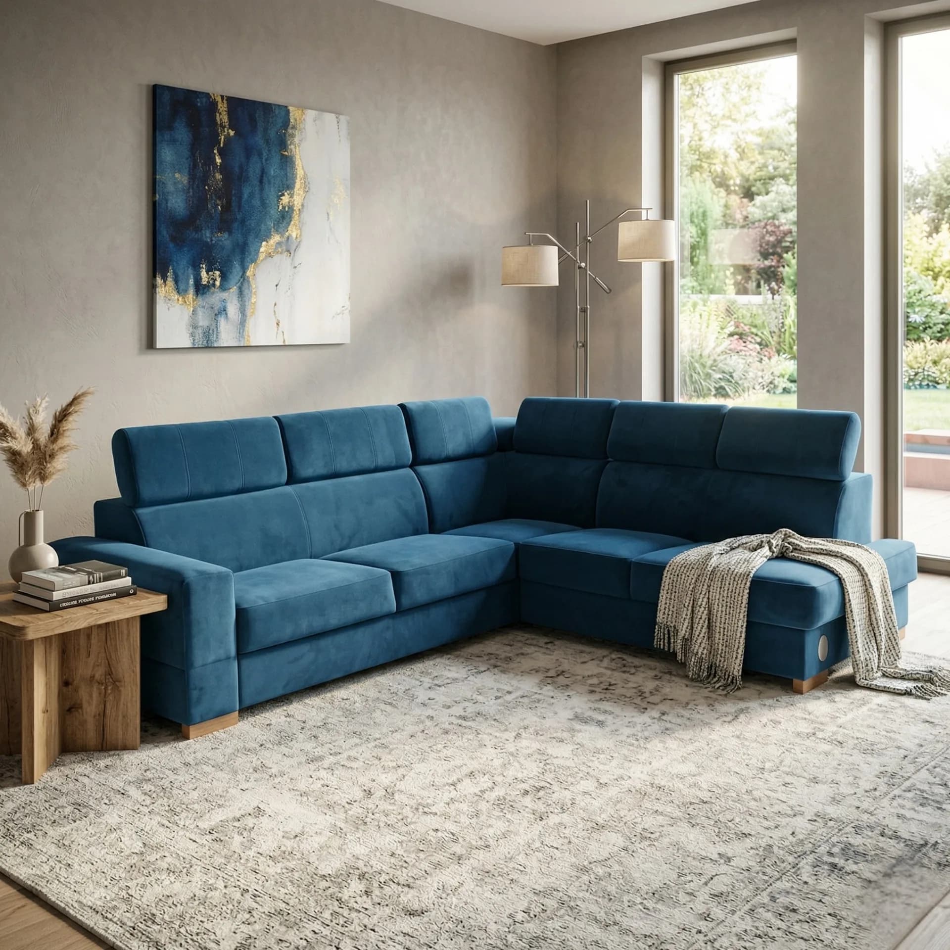 Blue corner sofa