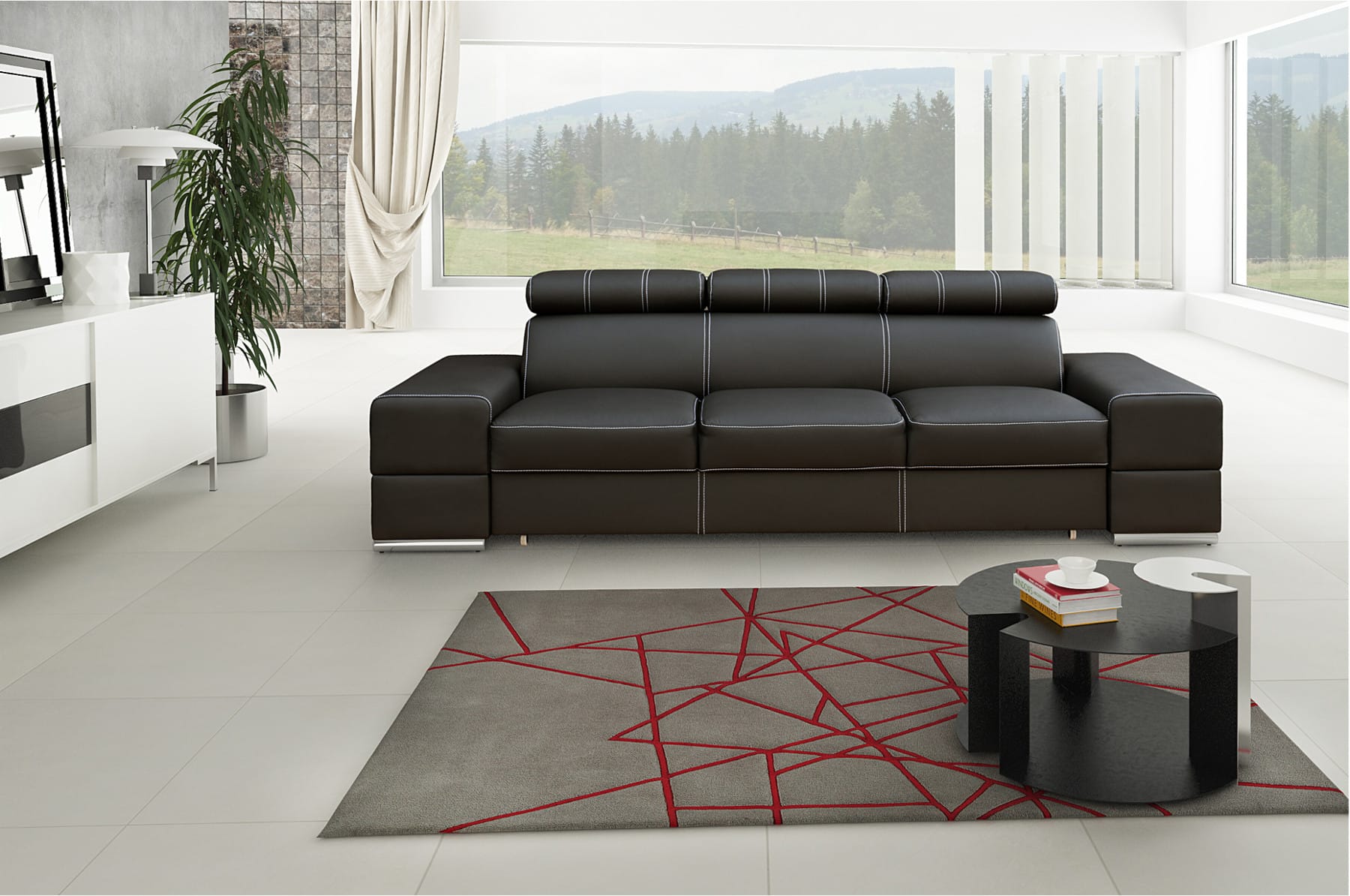 sofa with a headrest