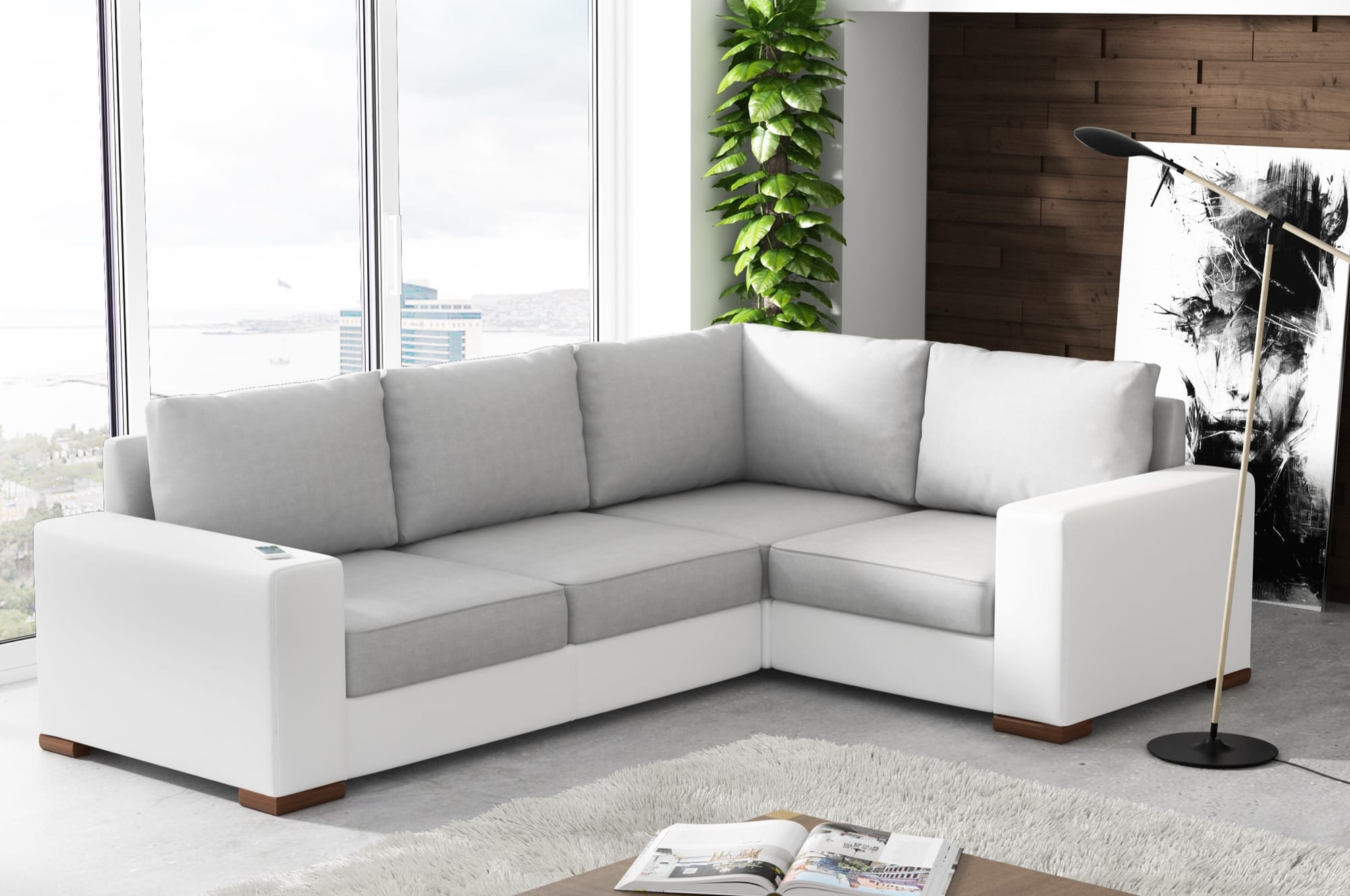 white corner sofa
